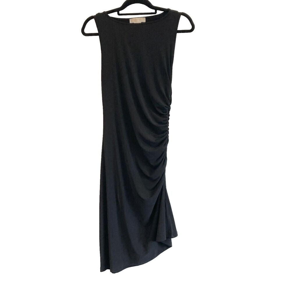 Michael Kors Women’s Size 8 Black Dress Sleeveless Ruched Asymmetrical Side Zip
